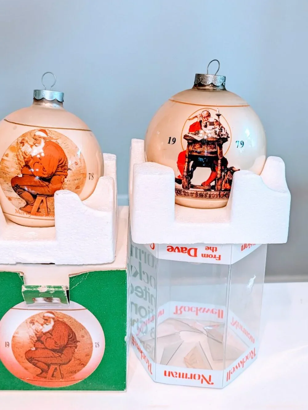 Lot of 5 VTG 70s Norman Rockwell Christmas Ornaments Limited Edition Boxed Retro